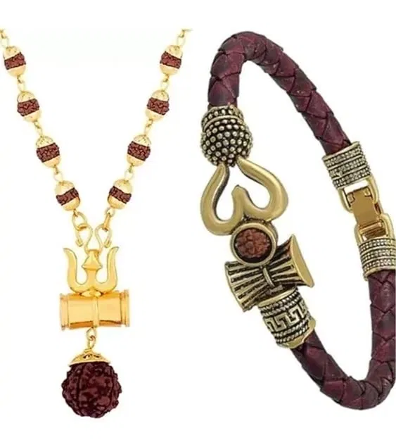 Brass Kada with Damru Mala (Multicolor, Set of 2)