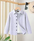 Self Design Cotton Blend Long Sleeves Polo for Boys 