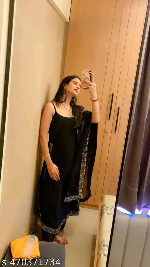 Refined Kurta Set for Women (Black, S)