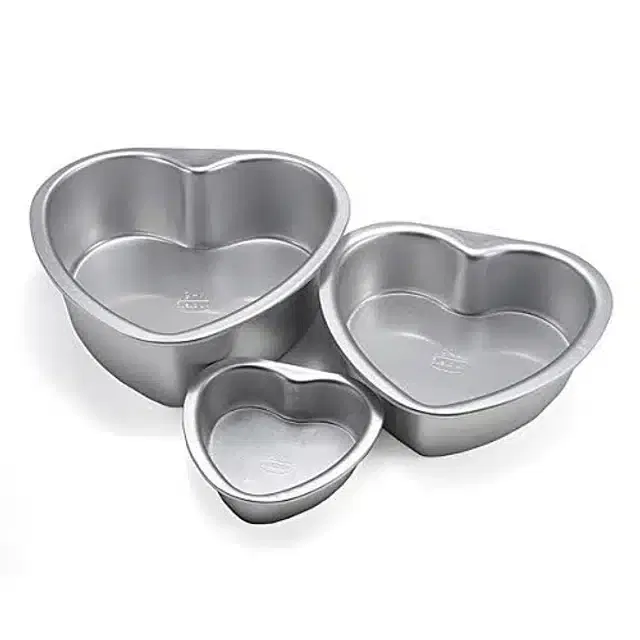 Aluminium Cake Mould Pans (Silver, Set of 3)