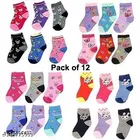 Cotton Socks for Kids, Set of 12 (Multicolor, 0-3 Months)