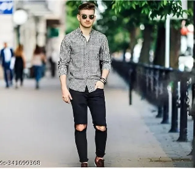 Denim Slim Fit Jeans for Men (Black, 28)