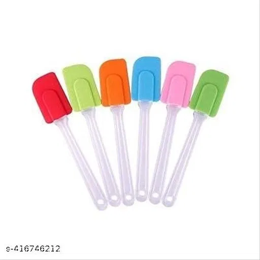 Silicone Non-Stick Heat Resistant Spatulas for Kitchen (Multicolor, Pack of 6)