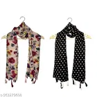 Poly Chiffon Scarves for Women, Multicolor, Pack of 2