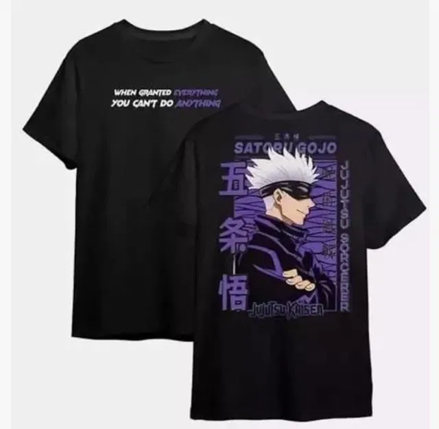 Round Neck Printed Oversized T-Shirt for Men (Black, XL)