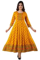 Rayon Printed Anarkali Kurti for Women 
