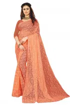 Net Solid Saree for Women 