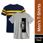 Round Neck Printed T-Shirt for Men, Combo Pack of 2, Grey & Blue, M