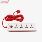 Kaltron 4+1 Extension Borad (Wire Length- 2 Meters) (White & Red )