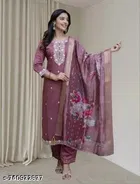Embroidered Chanderi Cotton Kurta Set for Women 