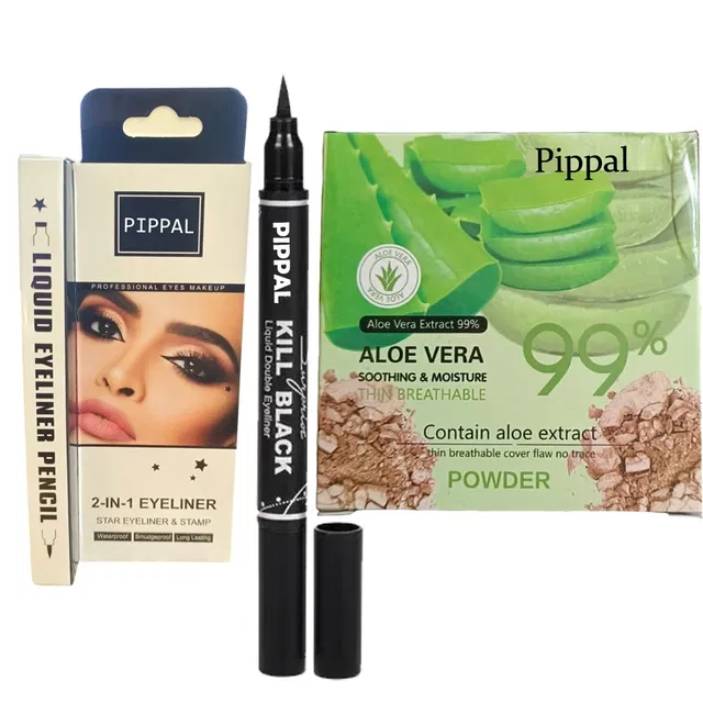 Pippal Aloe Vera Compact (20 g) with Eyeliner (Set of 2)