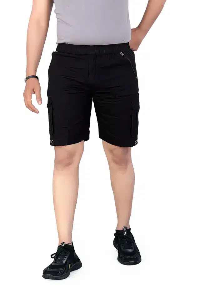 Cotton Cargo Shorts for Men (Black, 34)