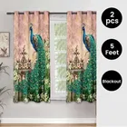 Peacock Designed Digital Printed Window Curtain 5ft Combo 