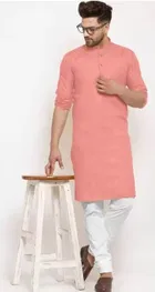 Full Sleeves Solid Kurta with Payjama for Men 