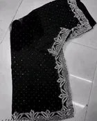 Georgette Embellished Saree for Women, Black 