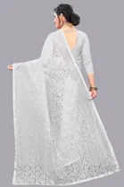 Net Solid Saree for Women 