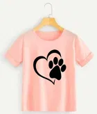Cotton Blend Round Neck Printed T-Shirt for Women 