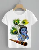 Round Neck Krishan Ji Print T-Shirt for Boys 