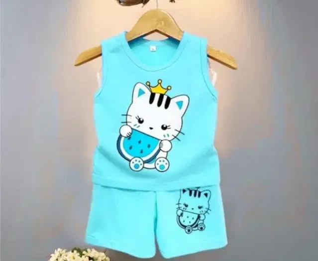 Hosiery Clothing Set for Kids (Sky Blue, 6-9 Months)