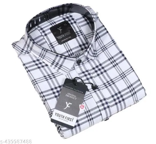 Cotton Blend Printed Shirt for Men, White (XXL)