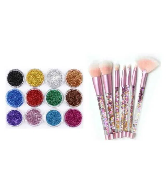 Lenon Glitter Brush with Eye Shadow Loose Powder Colours 12 g (Pack of 2) (S-80)
