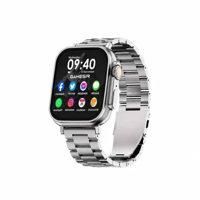 Immutable Silver T800 Ultra Smartwatch Stainless Steel, BT Calling, Fitness & Music Smartwatch (Silver Metal Strap, Free Size)