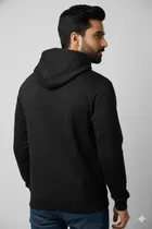 Fleece Printed Hoodie for Men ,Black 