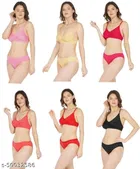 Cotton Blend Solid Lingerie Set for Women 