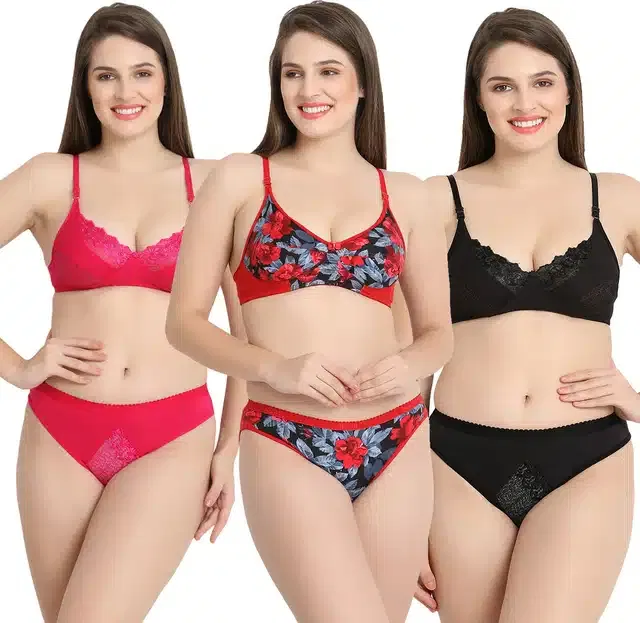 Hosiery Lingerie Set for Women (Multicolor, 30) (Set of 3)