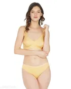 Cotton Blend Solid Lingerie Set for Women 