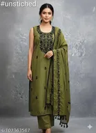 Vichitra Silk Embroidered Punjabi/All Over Suits for Women 