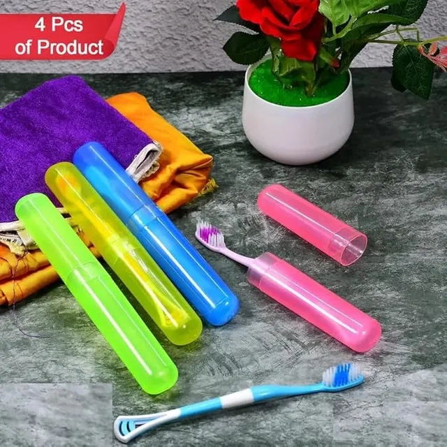 Capsule Shape Travel Toothbrush Holder Cover Case (Set of 4)