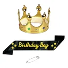 Boy Birthday Combo Set Sash And Crown For Happy Birthday Combo Kit (Black)