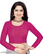 Lycra Ready Made Blouse for Women, Pink & Black, Pack of 2 