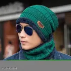 Woolen Beanie Cap with Neck Scarf for Men & Women 