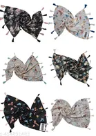 Poly Chiffon Scarves for Women, Black, Pack of 6