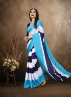 Art Silk Printed Saree for Women, Blue 
