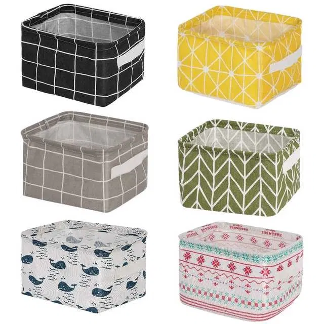  Fabric Canvas Organizers Bag Storage Bins, Multicolor, Pack Of 6