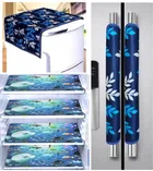 Knit Printed Fridge 4 Pcs Mat with 2 Pcs Handle & Top Cover 