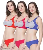 Cotton Blend Solid Lingerie Set for Women 
