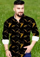 Lycra Printed Shirt For Men, Yellow 