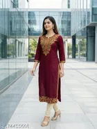 Floral Embroidered Acrylic Kurti for Women 