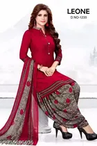 Printed Crepe Unstitched Suit Fabric for Women, Red 