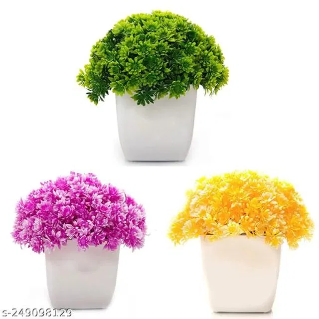 Plastic Artificial Flower (Multicolor, Pack of 3)