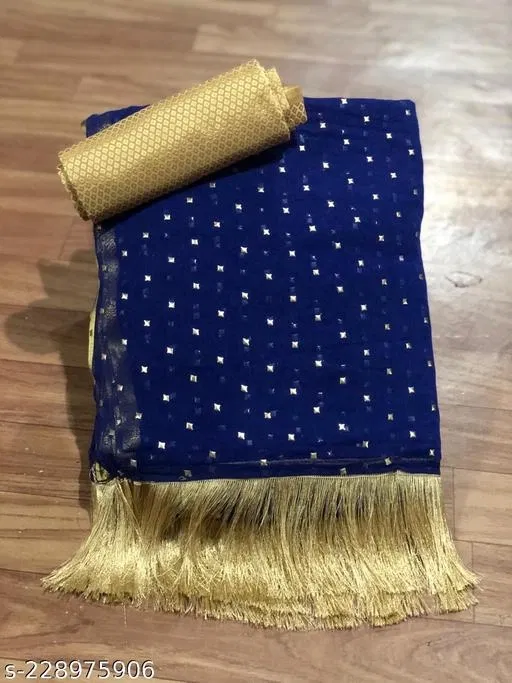 Chiffon Printed Saree for Women (Blue, 6.1 m)