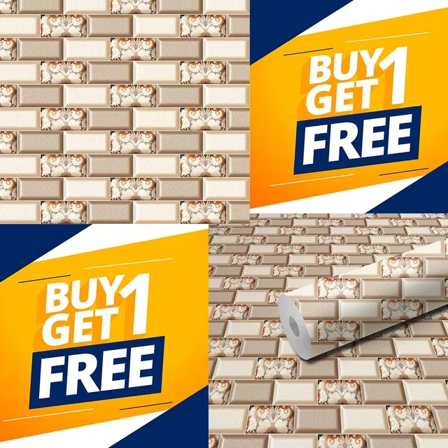 Vinyl Wallpaper for Kitchen Wall  (Multicolor, 100x40 cm) (Pack of 2)