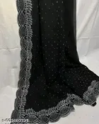 Georgette Woven Design Saree For Women, Black