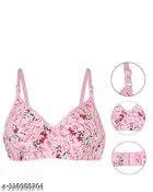 Hosiery Printed Bra for Woman, Multicolour, Pack of 3 