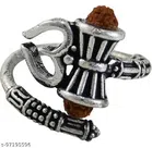 Trishul Damru Finger Ring (Silver)