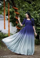Colorblocked A-Line Gown for Women 